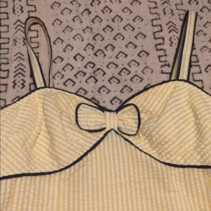 Anthropologie Yellow + White Seersucker Bow Dress